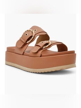 DV by Dolce Vita Serpent Platform Slide Sandals with Gold Buckles
